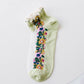 Alexandray WomenEmbroidery Flowers Socks Transparent Lace Mesh Pearl Beads Glass Socks